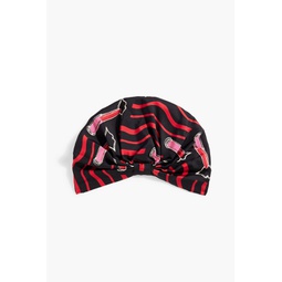 Knotted printed silk turban