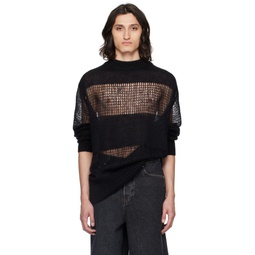 Black Semi Sheer Sweater 241999M201000