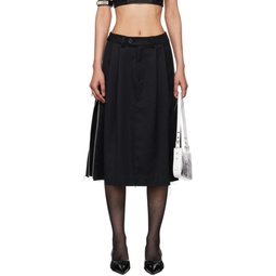 Black Zipper Midi Skirt 241999F092001