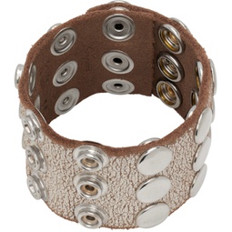 White & Tan Snap Leather Bracelet 232999M142000
