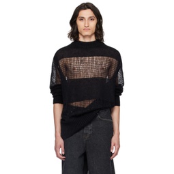 Black Semi-Sheer Sweater 241999M201000