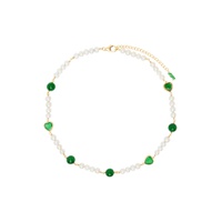 White   Gold Green Onyx Freshwater Pearl Necklace 241999M145002