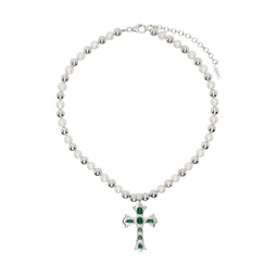 White Gold The Green Cross Freshwater Pearl Necklace 241999M145021