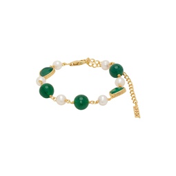 Gold   Green Onyx Freshwater Pearl Bracelet 241999M142003