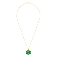 Gold   Green Enamel Flower Pendant Necklace 221999F010002