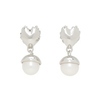 White Gold Flame Heart Earrings 232999M144006