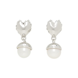 White Gold Flame Heart Earrings 232999M144006