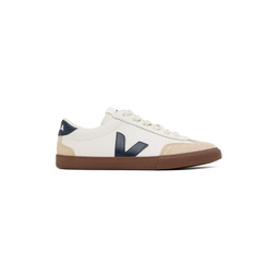White   Navy Volley Leather Sneakers 241610F128017