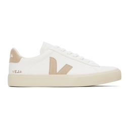 White & Beige Campo Leather Sneakers 241610M237107