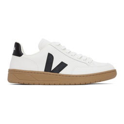 White & Black V-12 Leather Sneakers 241610M237035