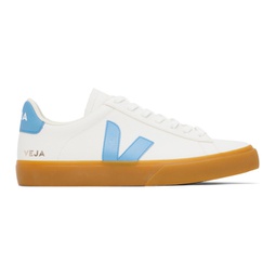 White & Blue Campo Leather Sneakers 241610M237103