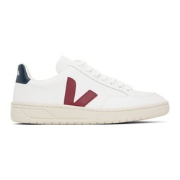 White & Red V-12 Leather Sneakers 241610M237005