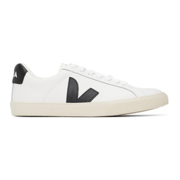 White & Black Esplar Leather Sneakers 241610F128010