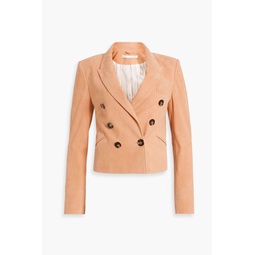 Nevis cropped double-breasted suede jacket