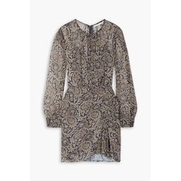 Palmora ruched paisley-print silk-chiffon mini dress