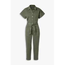 Cropped cotton-blend twill jumpsuit