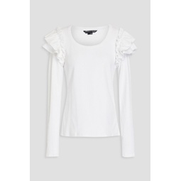 Avendon ruffled ribbed stretch-cotton jersey top