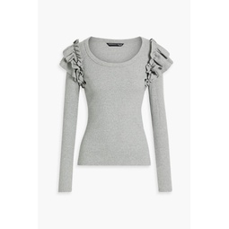 Avedon ruffled ribbed stretch-cotton jersey top