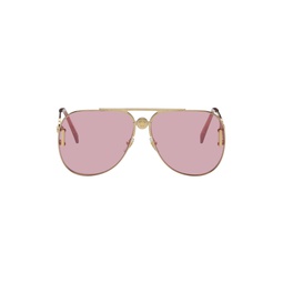 Gold   Pink Medusa Biggie Pilot Sunglasses 241404F005097