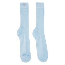 Blue Ribbed Knit Socks 241404F076000