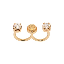 Gold Crystal Medusa Round Cuff Ring 241404F024013