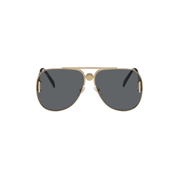 Gold Medusa Pilot Biggie Sunglasses 241404M134003