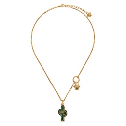 Gold   Green Western Cactus Necklace 232404M145005
