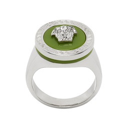 Silver   Green Medusa Ring 232404M147002