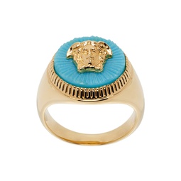 Gold   Blue Medusa Biggie Ring 232404M147019