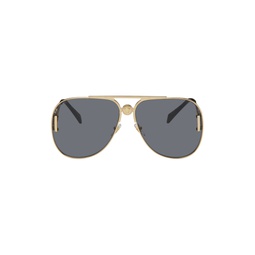 Gold Medusa Biggie Pilot Sunglasses 241404F005101
