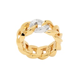 Gold Medusa Chain Ring 241404M147038