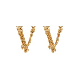 Gold Virtus Stud Earrings 241404F022004