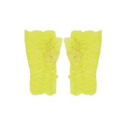 Yellow Embroidered Gloves 231404F012008