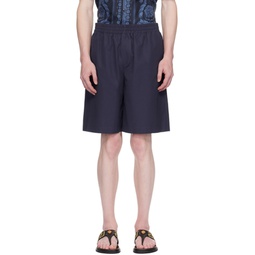 Navy Embroidered Shorts 241404M193002