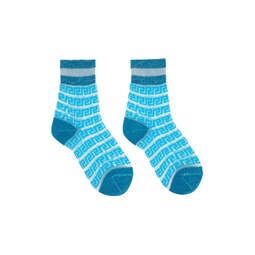 Blue Greca Sheer Socks 231404F076014