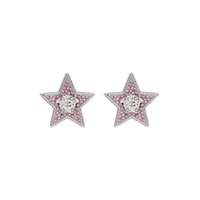 Silver   Pink Star Earrings 231404F022050