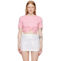 Pink Embroidered T Shirt 241404F110004