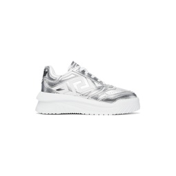 Silver   White Metallic Greca Oddisea Sneakers 241404M237028