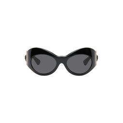 Black Oval Shield Sunglasses 241404F005063