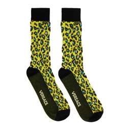 Yellow Leopard Socks 222404M220035