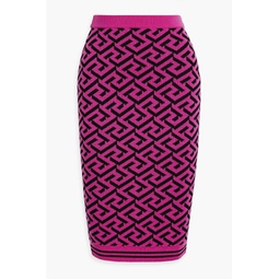 Jacquard-knit wool-blend pencil skirt