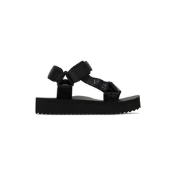 Black Platform Flat Sandals 231202F124003