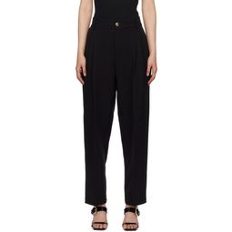 Black Pleated Trousers 241202F087000