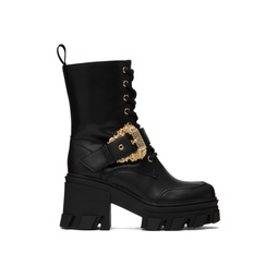 Black Pin Buckle Boots 232202F113002