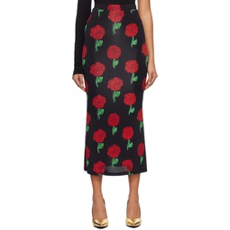 Black Roses Midi Skirt 231202F092000