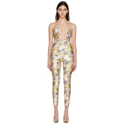 White   Yellow Printed Jumpsuit 231202F070001
