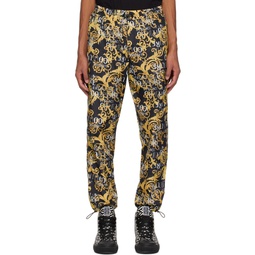 Black   Yellow Printed Trousers 231202M191001
