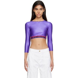 Purple Jacquard Long Sleeve T Shirt 231202F110009
