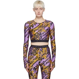 Purple Nylon Long Sleeve T Shirt 222202F110000