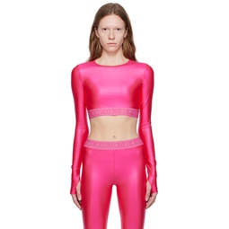 Pink Cropped Long Sleeve T Shirt 232202F110007